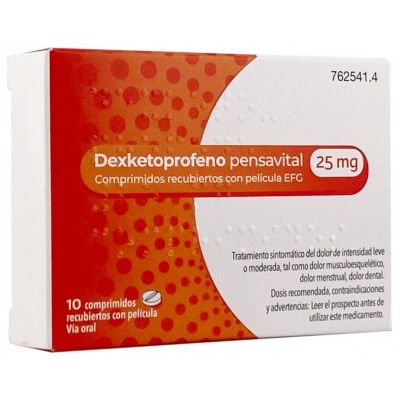 Comprar DEXKETOPROFENO PENSAVITAL EFG 25 MG 10 COMPRIMIDOS RECUBIERTOS al mejor precio en NuestraFarma, tu farmacia online