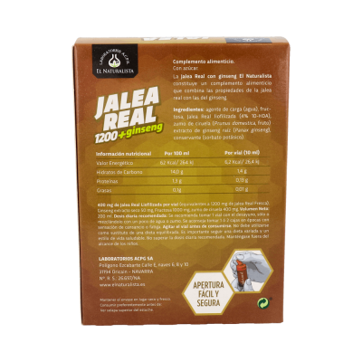 Comprar EL NATURALISTA JALEA REAL Y GINSENG 20 VIALES BEBIBLES 10 ML al mejor precio en NuestraFarma, tu farmacia online