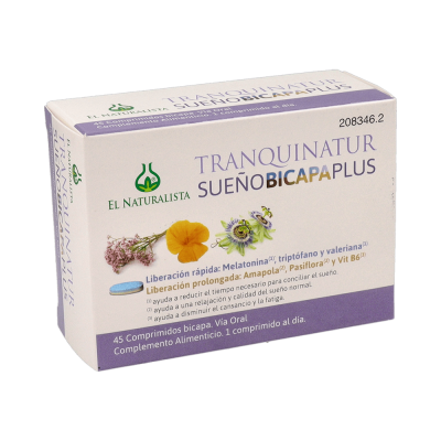 Comprar EL NATURALISTA TRANQUINATUR SUEÑO BICAPA PLUS 45 COMPRIMIDOS al mejor precio en NuestraFarma, tu farmacia online