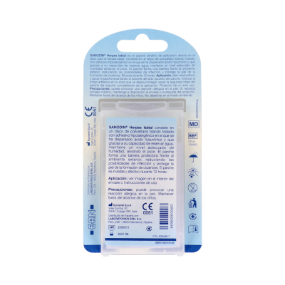 Comprar SANODIN HERPES LABIAL CON ACIDO HIALURONICO 15 PARCHES al mejor precio en NuestraFarma, tu farmacia online
