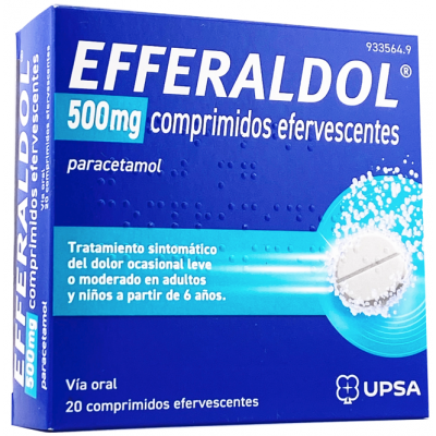 Comprar EFFERALDOL 500 mg 20 COMPRIMIDOS EFERVESCENTES al mejor precio en NuestraFarma, tu farmacia online