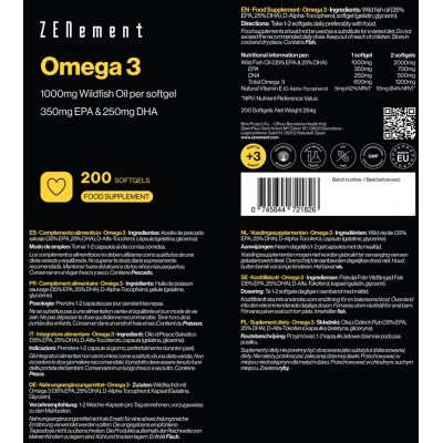 Comprar ZENEMENT OMEGA 3 200 CAPSULAS BLANDAS al mejor precio en NuestraFarma, tu farmacia online
