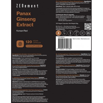 Comprar ZENEMENT EXTRACTO DE PANAX GINSENG 120 CAPSULAS al mejor precio en NuestraFarma, tu farmacia online