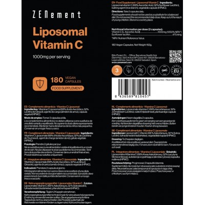 Comprar ZENEMENT VITAMINA C LIPOSOMAL 180 CAPSULAS al mejor precio en NuestraFarma, tu farmacia online