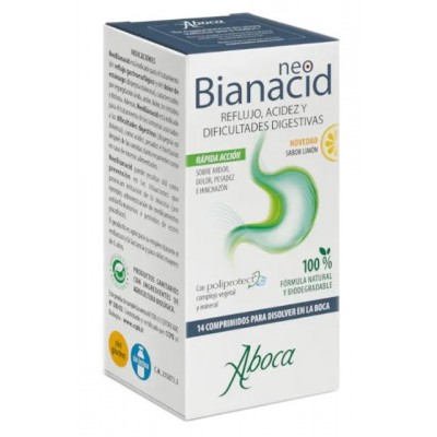 Comprar NEOBIANACID ACIDEZ REFLUJO Y DIFICULTADES DIGESTIVAS SABOR LIMON 14 COMPRIMIDOS al mejor precio en NuestraFarma, tu farmacia online