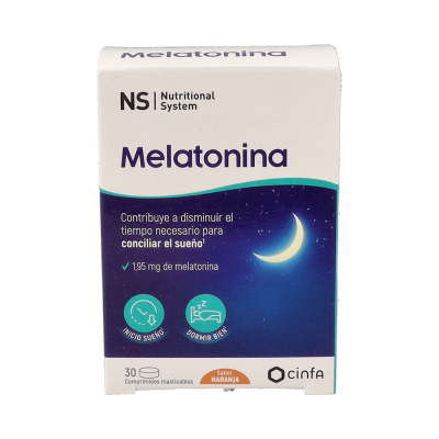 Comprar NS MELATONINA 1,95 MG 30 COMPRIMIDOS MASTICABLES SABOR NARANJA al mejor precio en NuestraFarma, tu farmacia online