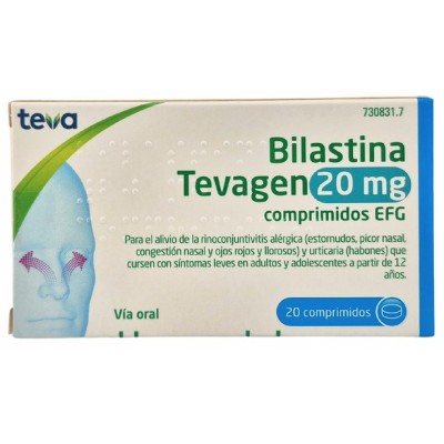 Comprar BILASTINA TEVAGEN EFG 20 MG 20 COMPRIMIDOS (BLISTER OPA-Al-PVC-Al) al mejor precio en NuestraFarma, tu farmacia online