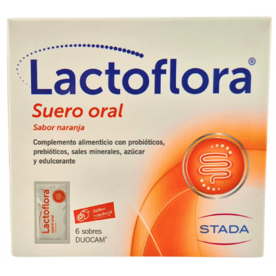 Comprar LACTOFLORA SUERO ORAL CON PROBIOTICOS Y SALES MINERALES 6 SOBRES SABOR NARANJA al mejor precio en NuestraFarma, tu farmacia online
