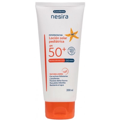 Comprar ACOFARMA NESIRA LOCION SOLAR PEDIATRICA SPF50+ 200 ML al mejor precio en NuestraFarma, tu farmacia online