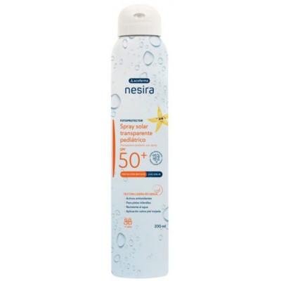 Comprar ACOFARMA NESIRA SPRAY SOLAR TRANSPARENTE PEDIATRICO SPF 50+ 200 ML al mejor precio en NuestraFarma, tu farmacia online