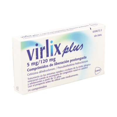 Comprar VIRLIX PLUS 5 mg/120 mg 14 COMPRIMIDOS LIBERACION PROLONGADA al mejor precio en NuestraFarma, tu farmacia online
