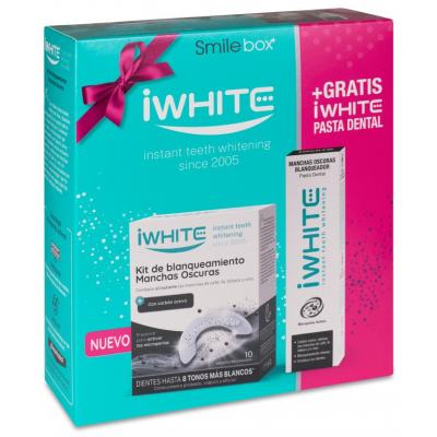 Comprar IWHITE KIT BLANQUEAMIENTO MANCHAS OSCURAS 10 MOLDES + PASTA DENTAL 75 ML al mejor precio en NuestraFarma, tu farmacia online