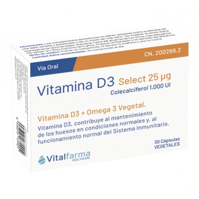 Comprar VITAMINA D3 SELECT 25 MCG 30 CAPSULAS al mejor precio en NuestraFarma, tu farmacia online