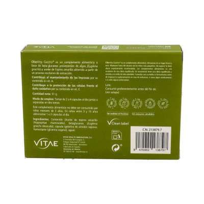 Comprar VITAE OLIOVITA GASTRO 60 CAPSULAS al mejor precio en NuestraFarma, tu farmacia online