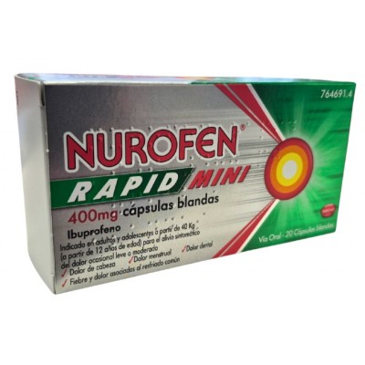 Comprar NUROFEN RAPID MINI 400 MG 20 CAPSULAS BLANDAS al mejor precio en NuestraFarma, tu farmacia online