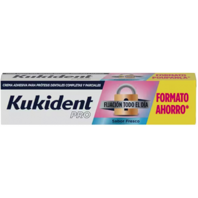 Comprar KUKIDENT PRO FIJACIÓN TODO EL DÍA SABOR FRESCO 70 GRAMOS al mejor precio en NuestraFarma, tu farmacia online