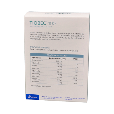 Comprar TIOBEC 400 40 COMPRIMIDOS al mejor precio en NuestraFarma, tu farmacia online