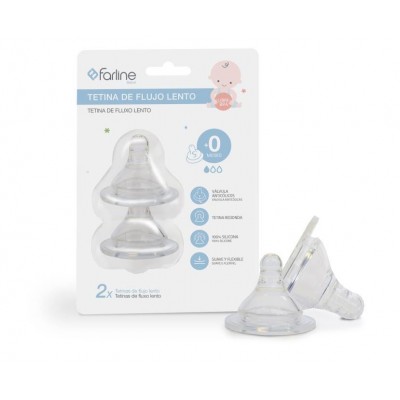 Comprar FARLINE BEBE TETINA FLUJO LENTO 2 UNIDADES al mejor precio en NuestraFarma, tu farmacia online