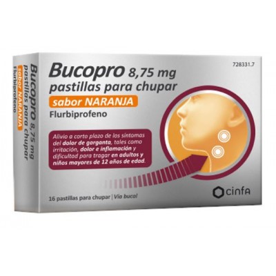 Comprar BUCOPRO 8,75 MG 16 PASTILLAS PARA CHUPAR (SABOR NARANJA) al mejor precio en NuestraFarma, tu farmacia online