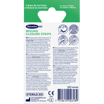 Comprar SALVELOX MED WOUND CLOSURE STRIPS 8 TIRAS DE SUTURA al mejor precio en NuestraFarma, tu farmacia online