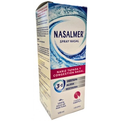 Comprar NASALMER FUERZA FUERTE 3 SPRAY NASAL NARIZ TAPADA Y CONGESTION NASAL 135 ML al mejor precio en NuestraFarma, tu farmacia online