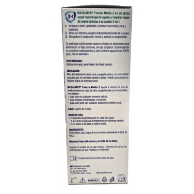 Comprar NASALMER FUERZA MEDIA 2 SPRAY NASAL NARIZ TAPADA Y SECRECION NASAL 135 ML al mejor precio en NuestraFarma, tu farmacia online
