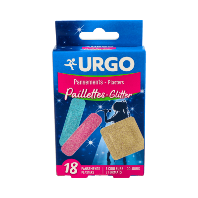 Comprar URGO APOSITOS PROTECTORES BRILLANTINA-GLITTER 9 UNIDADES 7,2 CM X 1,9 CM + 9 UNIDADES 6 CM X 6 CM al mejor precio en NuestraFarma, tu farmacia online