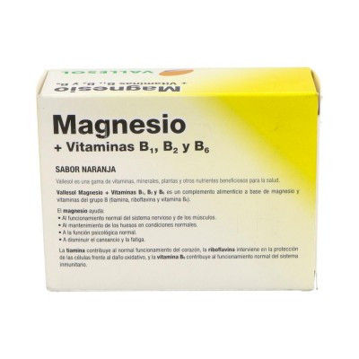 Comprar VALLESOL MAGNESIO + VITAMINAS B1, B2, B6 24 COMPRIMIDOS EFERVESCENTES al mejor precio en NuestraFarma, tu farmacia online