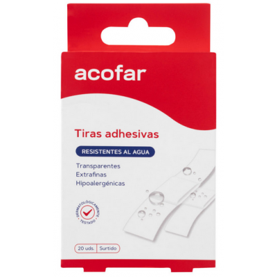 Comprar ACOFAR TIRAS ADHESIVAS RESISTENTES AL AGUA TRANSPARENTES SURTIDAS 20 U al mejor precio en NuestraFarma, tu farmacia online