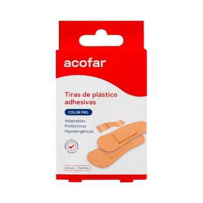 Comprar ACOFAR TIRAS DE PLASTICO COLOR PIEL 24 UNIDADES SURTIDAS al mejor precio en NuestraFarma, tu farmacia online