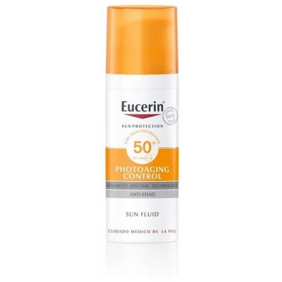 Comprar EUCERIN SUN PROTECTION PHOTOAGING CONTROL FLUIDO FPS50+ 50 ML al mejor precio en NuestraFarma, tu farmacia online
