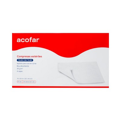 Comprar ACOFAR COMPRESAS ESTERILES DE TEJIDO SIN TEJER 10 CM X 20 CM 50 COMPRESAS al mejor precio en NuestraFarma, tu farmacia online