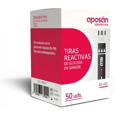 Comprar APOSAN DISPOSITIVOS TIRAS REACTIVAS DE GLUCOSA EN SANGRE BG-602 50 UNIDADES al mejor precio en NuestraFarma, tu farmacia online