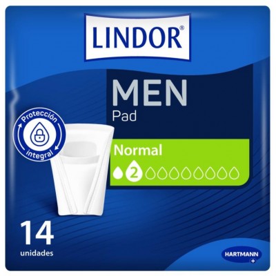 Comprar LINDOR PROTECTOR ABSORBENTE INCONTINENCIA ORINA LIGERA MEN PAD NORMAL 2 GOTAS 14 UNIDADES al mejor precio en NuestraFarma, tu farmacia online