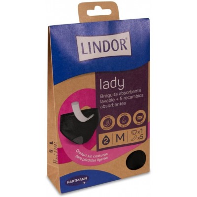Comprar LINDOR LADY BRAGUITA ABSORBENTE LAVABLE + 5 RECAMBIOS ABSORBENTES TALLA M (36-38) al mejor precio en NuestraFarma, tu farmacia online