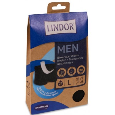 Comprar LINDOR MEN BÓXER ABSORBENTE LAVABLE + 5 RECAMBIOS ABSORBENTES TALLA L (42-44) al mejor precio en NuestraFarma, tu farmacia online