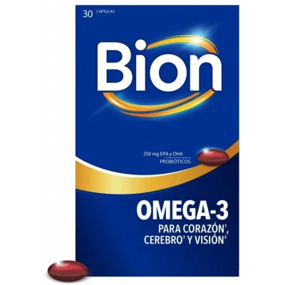 Comprar BION OMEGA-3 CON PROBIOTICOS 30 CAPSULAS al mejor precio en NuestraFarma, tu farmacia online