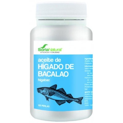 Comprar SORIA NATURAL HIGABAC ACEITE DE HIGADO DE BACALAO 125 PERLAS al mejor precio en NuestraFarma, tu farmacia online