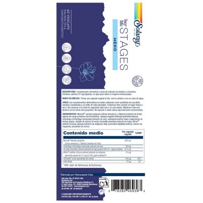 Comprar SOLARAY STAGES MENO 60 CAPSULAS al mejor precio en NuestraFarma, tu farmacia online