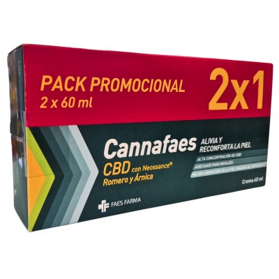Comprar CANNAFAES CBD CREMA 2 TUBOS 60 ML PROMOCION DUPLO al mejor precio en NuestraFarma, tu farmacia online