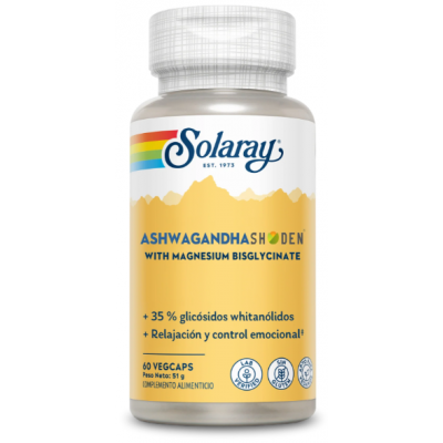 Comprar SOLARAY ASHWAGANDHA SHODEN Y BISGLICINATO DE MAGNESIO 60 CAPSULAS VEGETALES al mejor precio en NuestraFarma, tu farmacia online