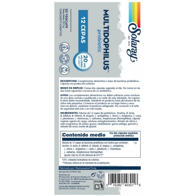 Comprar SOLARAY MULTIDOPHILUS 12 STRAINS 50 CAPSULAS VEGETALES al mejor precio en NuestraFarma, tu farmacia online