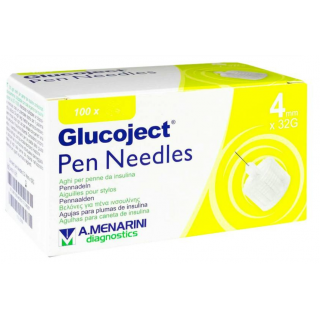 GLUCOJECT PEN NEEDLES 32 G 4 MM 100 AGUJAS