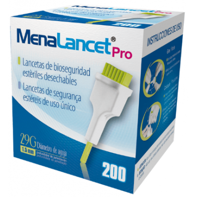 Comprar MENALANCET PRO LANCETAS ESTERILES 200 UNIDADES 29 G 1,5 MM al mejor precio en NuestraFarma, tu farmacia online