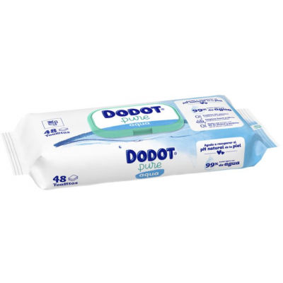 Comprar DODOT AQUA PURE TOALLITAS HUMEDAS PARA BEBES 48 UNIDADES PLASTIC FREE al mejor precio en NuestraFarma, tu farmacia online