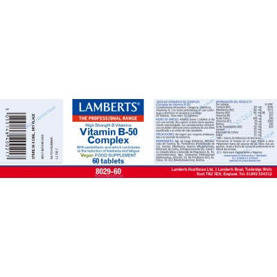 Comprar LAMBERTS VITAMINA B-50 COMPLEX 60 TABLETAS 8029 al mejor precio en NuestraFarma, tu farmacia online