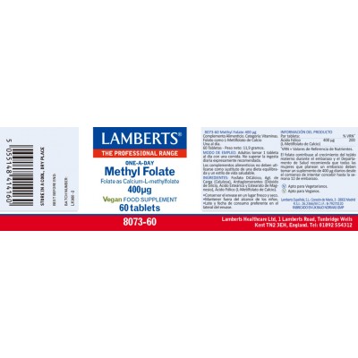 Comprar LAMBERTS METIL FOLATO 400 µG 60 TABLETAS 8073 al mejor precio en NuestraFarma, tu farmacia online