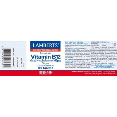 Comprar LAMBERTS VITAMINA B12 100 MCG 100 TABLETAS 8085 al mejor precio en NuestraFarma, tu farmacia online