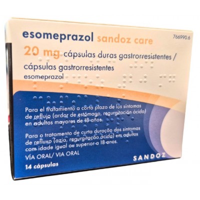 Comprar ESOMEPRAZOL SANDOZ CARE EFG 20 MG 14 CAPSULAS DURAS GASTRORRESISTENTES al mejor precio en NuestraFarma, tu farmacia online
