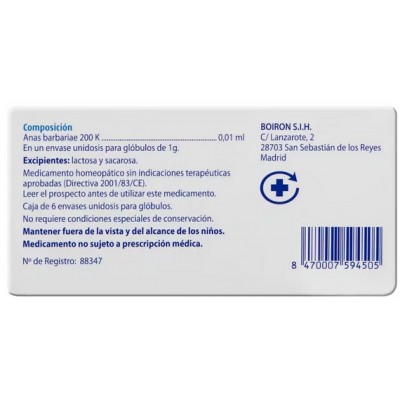 Comprar OSCILLOCOCCINUM BOIRON GLOBULOS 6 ENVASES UNIDOSIS 1 G al mejor precio en NuestraFarma, tu farmacia online